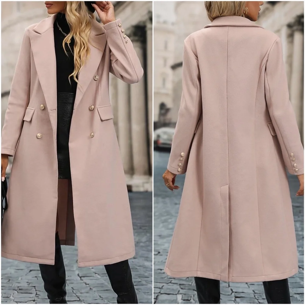 Classic Button Double Breasted Jacket Coat - Picture 2 of 3